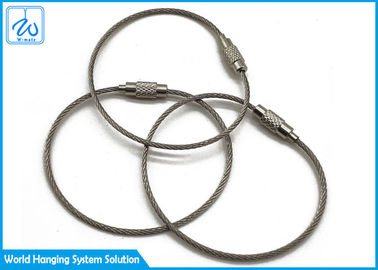Porte-clés de boucle de câble de boucle de fil d'étiquette de bagage, câble métallique d'acier inoxydable Keychain