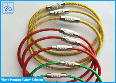 Résistance à hautes températures colorée de boucle de câble métallique, exposition énumérant la boucle enduite de corde en métal