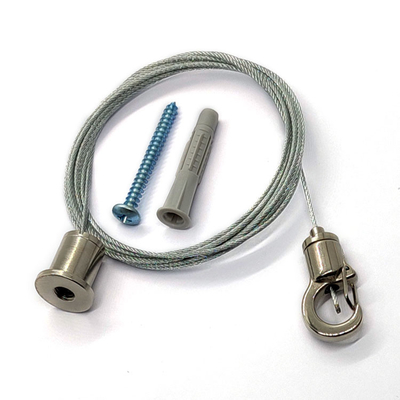 Les signes accrochants laissent tomber l'ensemble de câble du kit 2 de crochets de plafond avec la bride de câble métallique d'acier inoxydable