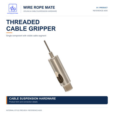 Brass Side Exit Suspension Cable Gripper M10 Thread 1.5mm Wire Rope for LED Pendant Light Ceiling Hanging