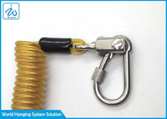 Bobine jaune Lanyard With Locking Screwgate Carabiner de fil pour des outils de baisse d'arrêt