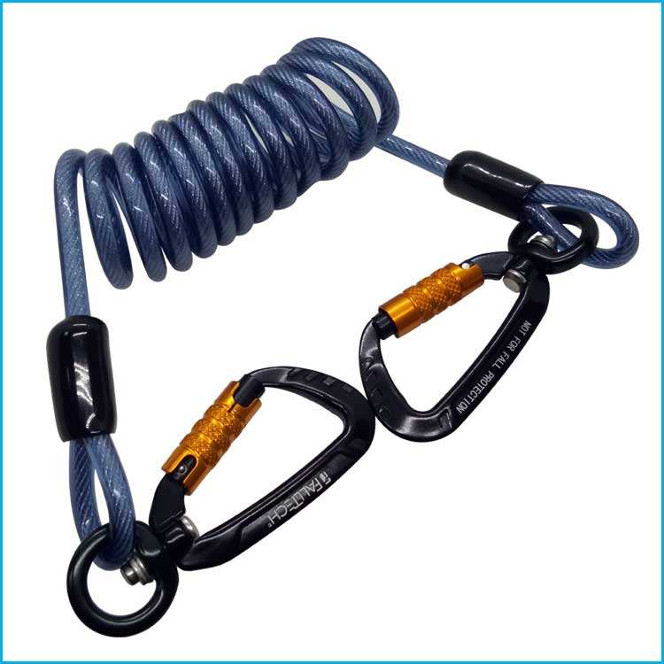 Outil de sécurité de la bobine de ressort métallique Lanyard Carabiner de haute durabilité facile à installer Corde antichute pour le travail industriel en plein air