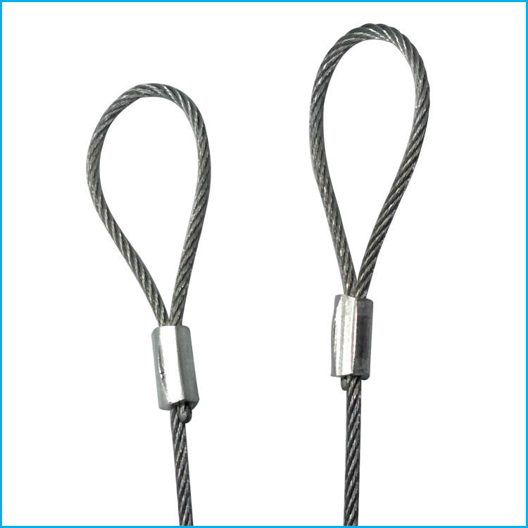 Bride de corde de fil d'acier 1.2mm 7x7 avec la boucle 1000mm pour le câble de sécurité