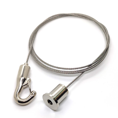 Longueur réglable de câble métallique de câble de suspension de plafonnier avec le système d'écran antibruit de crochet de ressort