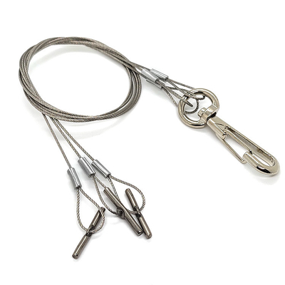 Jambes réglables de longueur les quatre ont galvanisé le pot d'usine de corde de fil d'acier pendant Kit With Metal Hook