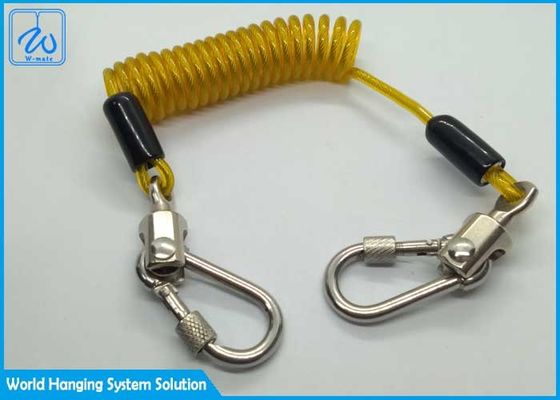 Bobine jaune Lanyard With Locking Screwgate Carabiner de fil pour des outils de baisse d'arrêt