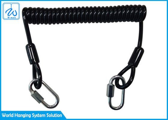 Le fil noir lovent Lanyard With 1 Screwgate pour travailler aux outils de baisse d'arrêt de taille
