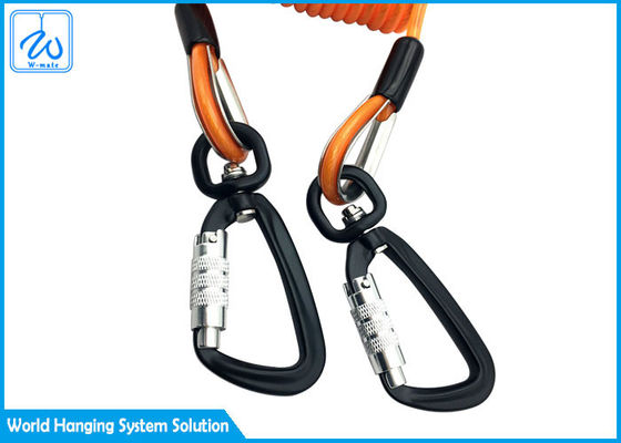 Ressort hélicoïdal de la lanière 3m de sécurité d'outil Lanyard With Carabiner Custom